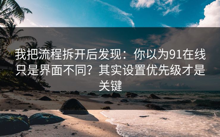 我把流程拆开后发现：你以为91在线只是界面不同？其实设置优先级才是关键